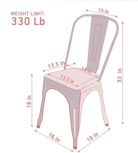 Metal Dining Chairs, Indoor/Outdoor and Stackable, Set of 4 (Bronze with Wooden Seat)