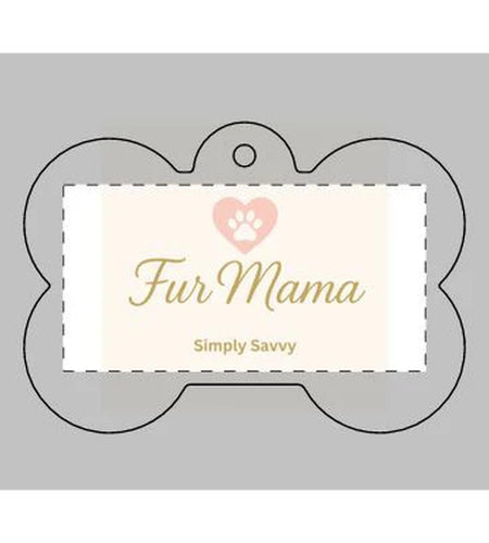 Fur Mama Bone Pet Tag — Personalized Dog ID Tag with Paw Heart Design