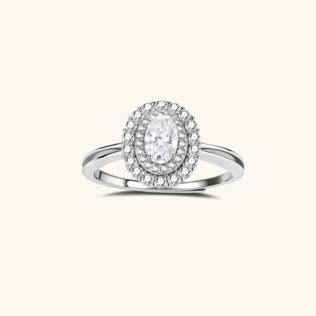 Simply Savvy Double Halo Promise Moissanite Ring