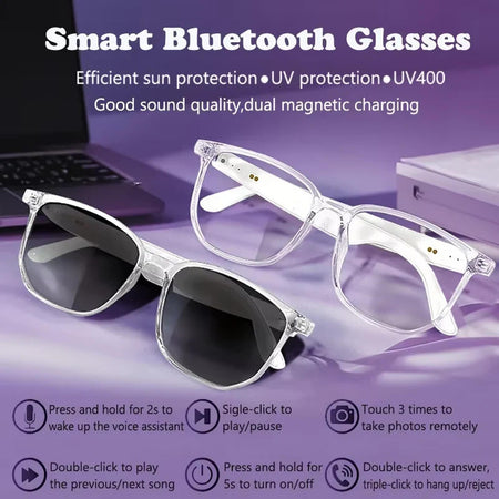 SoundSight Smart Glasses – Bluetooth Sunglasses with Built-In Earphones, UV400 Polarized Lenses & Hands-Free Calling