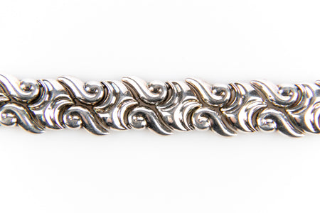 Sterling Silver Swirl Link Bracelet – 8.25” Artisan Panel Bracelet