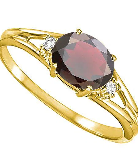 Natural Garnet & Diamond Accent Ring (0.68 CTW) – Solid 10K Yellow Gold | Simply Savvy