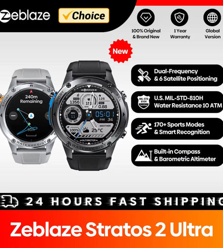 New Stratos 2 Ultra GPS Smart Watch Built-In Compass Barometric Altimeter Dual-Band GNSS Voice Calling Smartwatch 10 ATM