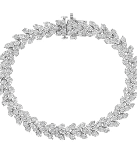 Sterling Silver 2.00 cttw Diamond Laurel Wreath Link Bracelet