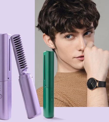 GlamWave Pro – Portable Wireless Heated Hair Straightener & Curler Brush