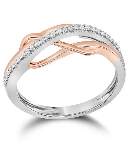 10K Two-Tone Gold Diamond Fashion Ring | 1/10 CTW Round Diamonds