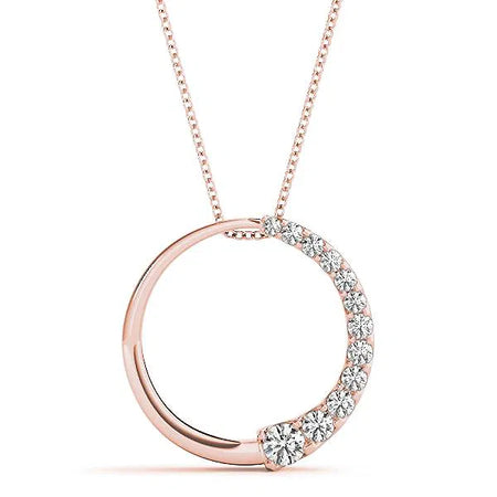 14K Rose Gold Diamond Open Circle “Journey” Pendant Necklace – 0.14 CT G/VS Diamonds