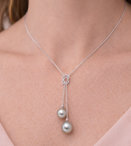 925 Sterling Silver Tahitian Pearl Drop Necklace – 8x9mm