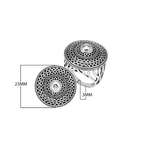 SImply Savvy Bali Mandala Statement Ring – Handcrafted Sterling Silver Artisan Ring