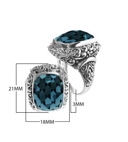 Bali Artisan Sterling Silver London Blue Topaz Ring – Handcrafted 925 Silver Luxury Statement Ring