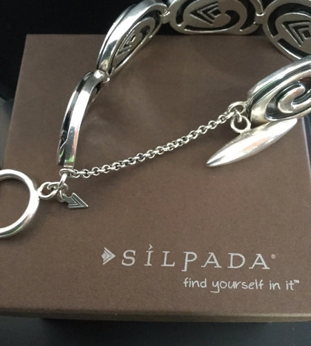 Pre-Owned Silpada Sterling Silver Swirl Bracelet - Retired Design