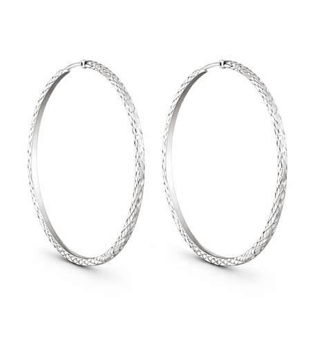 925 Sterling Silver “Diamond Spark Hoops” – Sparkle Textured Hoops