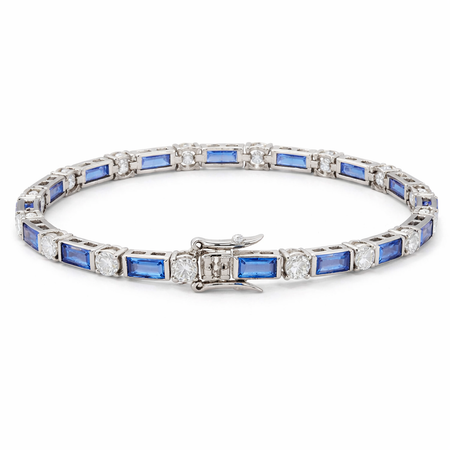 SImply Savvy Azure Radiance Tennis Bracelet - 925 Sterling Silver Blue & White Tennis Bracelet