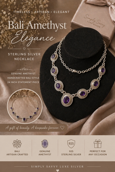 “Simply Savvy ‘Royal Amara’ Amethyst Necklace” - Bali Amethyst Statement