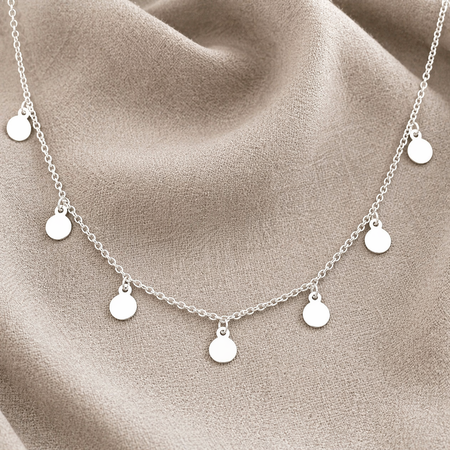 925 Sterling Silver Dainty Disc Charm Necklace – Minimalist Layering Necklace