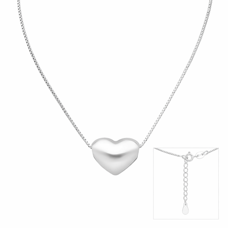 925 Sterling Silver Italian Heart Necklace 16” Minimalist Pendant
