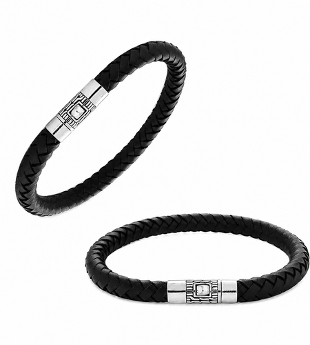 Simply Savvy Bali Artisan Black Leather & Sterling Silver Bracelet – Handcrafted 925 Silver Luxury Men’s & Unisex Bracelet