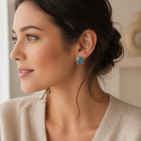 Simply Savvy Bali Blue Topaz Cluster Sterling Silver Earrings | Handcrafted 925 Silver