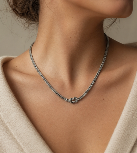 Simply Savvy Bali Knot Weave Chain Necklace – 2.5MM Sterling Silver (Multiple Lengths)