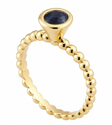 Midnight Bezel Sapphire Ring -0.50 CT Natural Blue Sapphire Bezel Ring – Solid 18K Yellow Gold