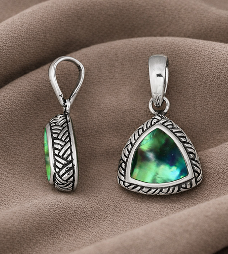 Bali Artisan Sterling Silver Abalone Shell Pendant – Handcrafted 925 Silver Luxury Ocean-Inspired Necklace Pendant
