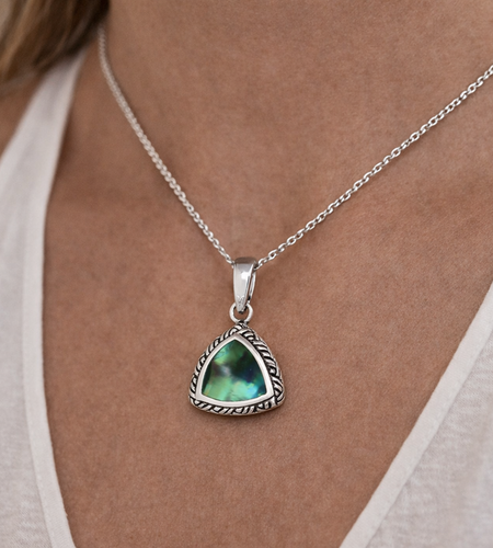 Bali Artisan Sterling Silver Abalone Shell Pendant – Handcrafted 925 Silver Luxury Ocean-Inspired Necklace Pendant
