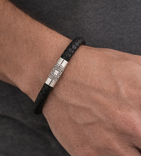 Bali Artisan Black Leather & Sterling Silver Bracelet – Handcrafted 925 Silver Luxury Men’s & Unisex Bracelet