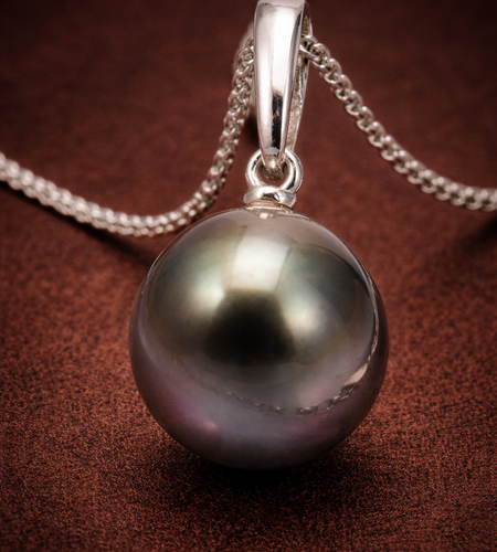 11.5mm Peacock Tahitian Pearl Pendant Necklace – 14K White Gold | French Polynesia