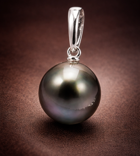 11.5mm Peacock Tahitian Pearl Pendant Necklace – 14K White Gold | French Polynesia