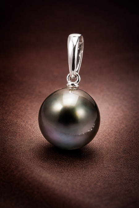 11.5mm Peacock Tahitian Pearl Pendant Necklace – 14K White Gold | French Polynesia
