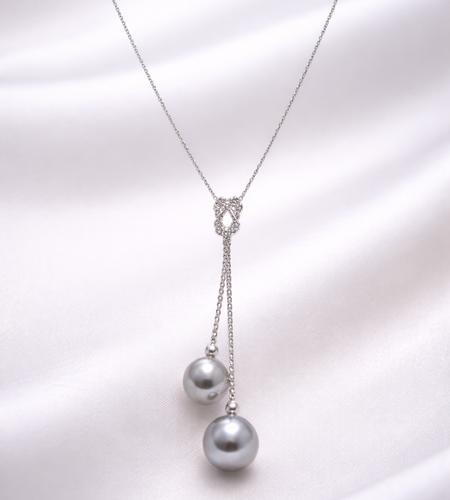 925 Sterling Silver Tahitian Pearl Drop Necklace – 8x9mm