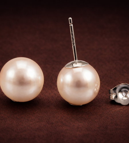 8.5–9mm Japanese Akoya Pearl Stud Earrings | 14K White Gold | Classic Luxury Pearl Earrings SKU: LUXEE-2002