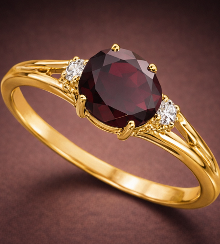 Natural Garnet & Diamond Accent Ring (0.68 CTW) – Solid 10K Yellow Gold | Simply Savvy