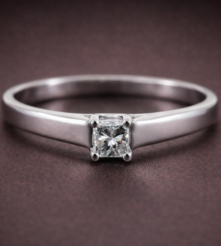 14K White Gold Princess Cut Diamond Solitaire Ring – 0.18 CT | Classic Engagement Ring