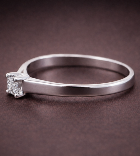 14K White Gold Princess Cut Diamond Solitaire Ring – 0.18 CT | Classic Engagement Ring