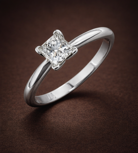 Certified 0.26 CTW Princess-Cut Diamond Solitaire Ring in 14K Gold