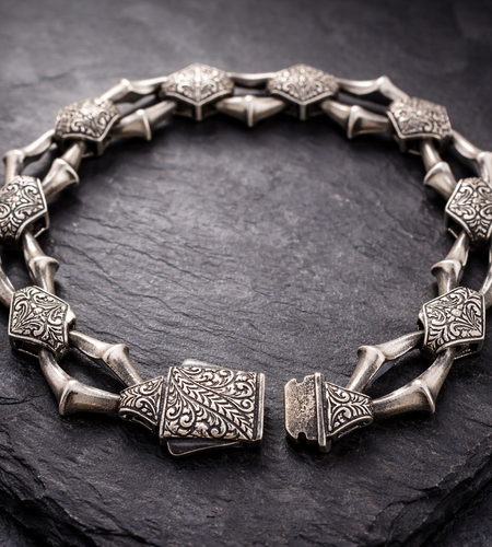 Heavy 926 Sterling Silver Engraved Link Bracelet – Ornate Artisan Box Clasp (8.66")