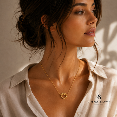 14K Yellow Gold Love Knot Necklace 18 Inch + 2 Inch Extender