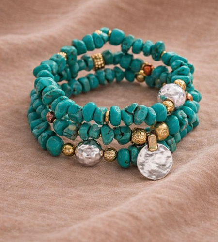 Pre-Owned Silpada Bright Blue Stretch Bracelet (set of 3) - Retired Design