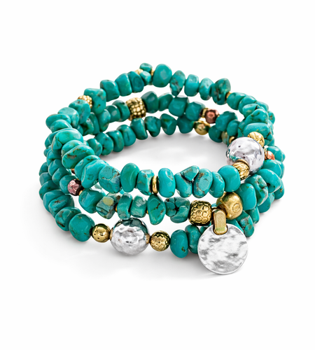 Pre-Owned Silpada Bright Blue Stretch Bracelet (set of 3) - Retired Design