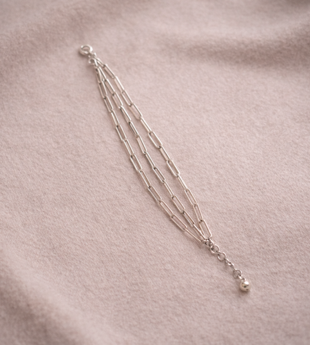 Pre-Owned Silpada Sterling Silver Triple Strand Paperclip Link Bracelet – Retired Design