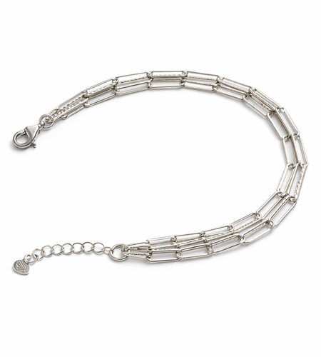 Pre-Owned Silpada Sterling Silver Triple Strand Paperclip Link Bracelet – Retired Design