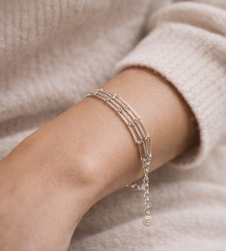 Pre-Owned Silpada Sterling Silver Triple Strand Paperclip Link Bracelet – Retired Design