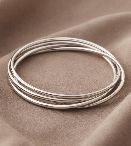 Sterling Silver Triple Intertwined Bangle Bracelet – 925 Silver Minimalist Bracelet