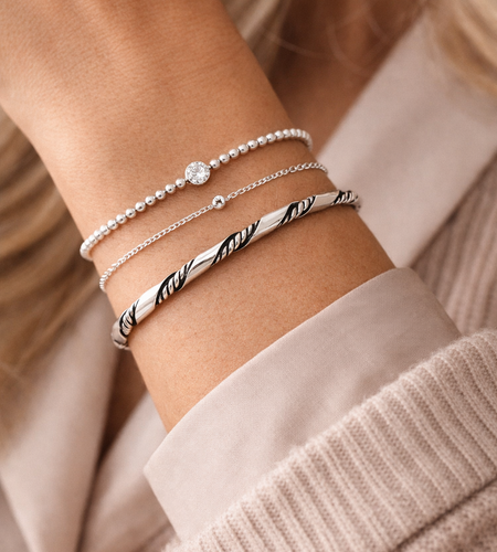 Sterling Silver Twisted Rope Bangle Bracelet 925 – 64mm Classic Stackable Silver Bracelet 3mm