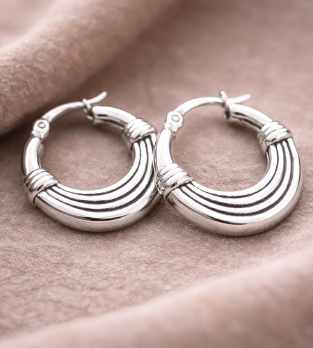 925 Sterling Silver Textured Ribbed Hoop Earrings 6/7 Inch Classic Small Hoops