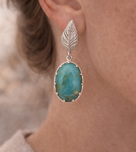 Simply Savvy “Turquoise Oasis” Leaf Drop Earrings