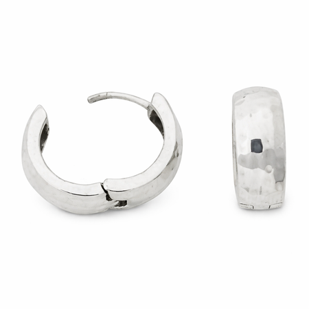 Pre-Owned Silpada P1636 Hammered Sterling Silver Hinge Hoop Earrings – Small Post Hoops