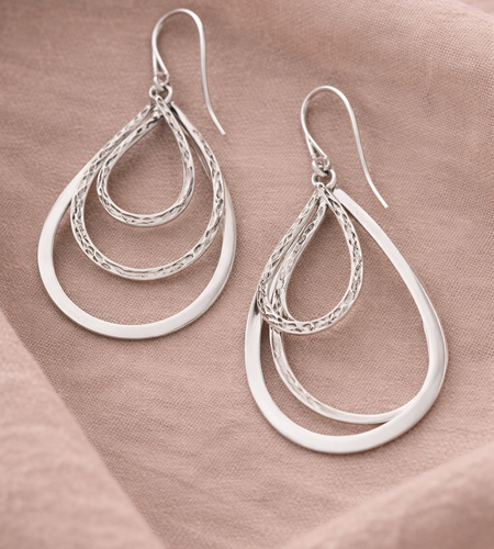 Pre-Owned Silpada Tri-Textured Sterling Silver Earrings