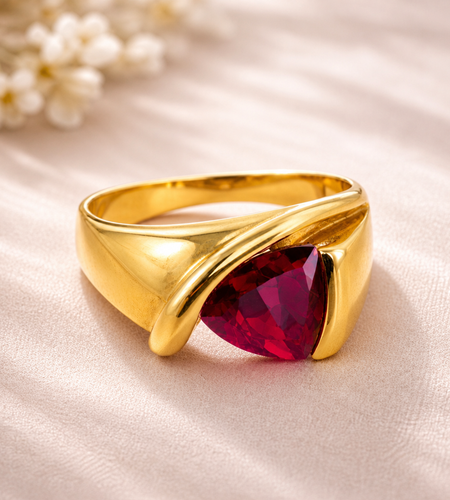 Crimson Edge Trillion Statement Ring - with Gold Overlay